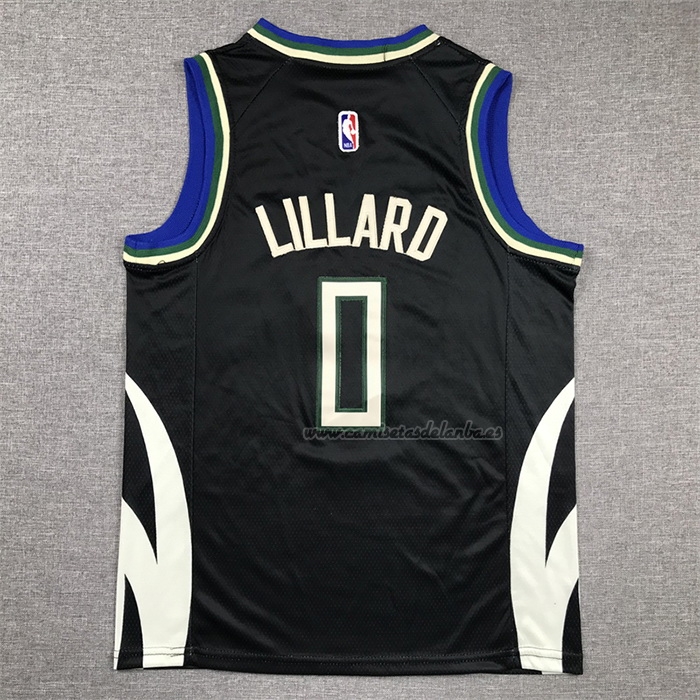 Camiseta Nino Milwaukee Bucks Damian Lillard NO 0 Statement 2022-23 Negro